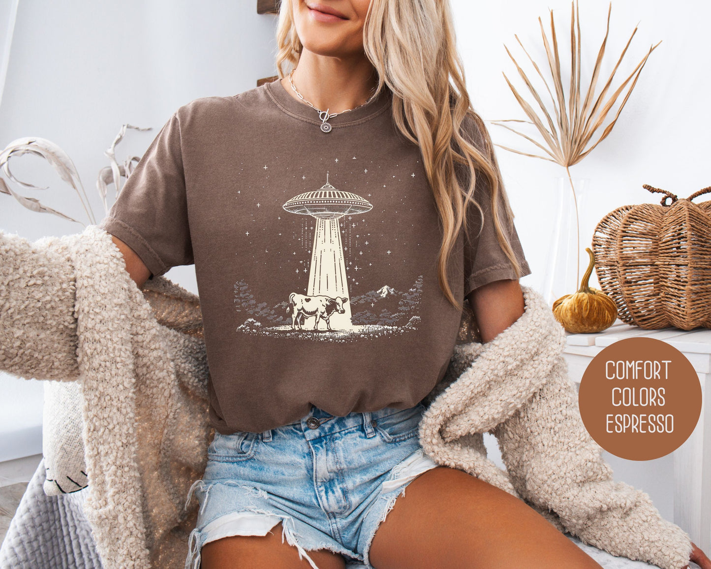 UFO Cow Abduction Comfort Colors Shirt-4
