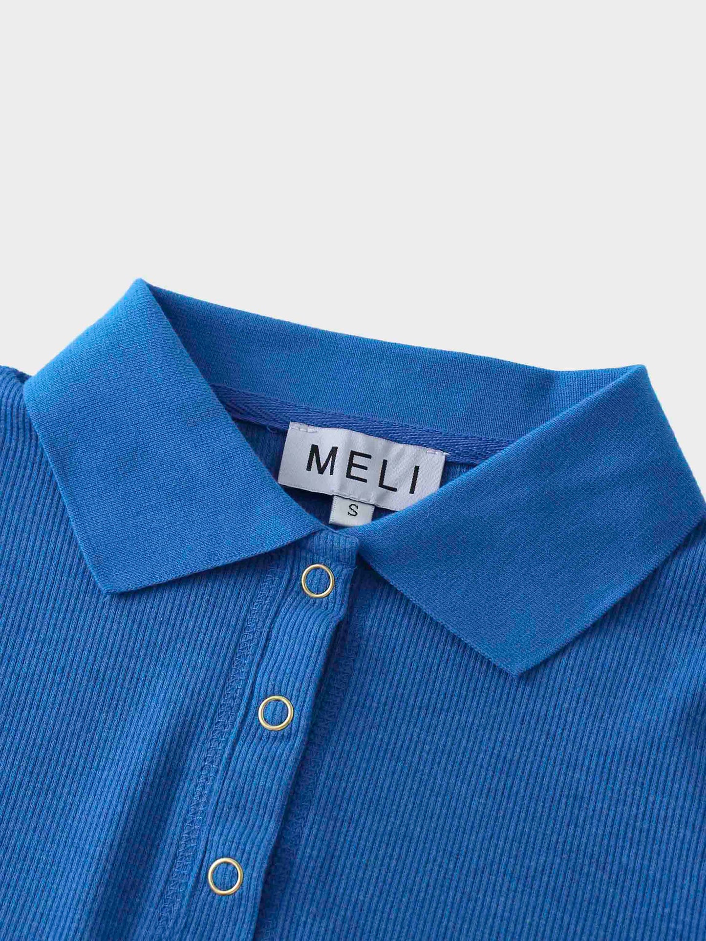 Ribbed Collar T-Shirt-Cobalt Blue-3