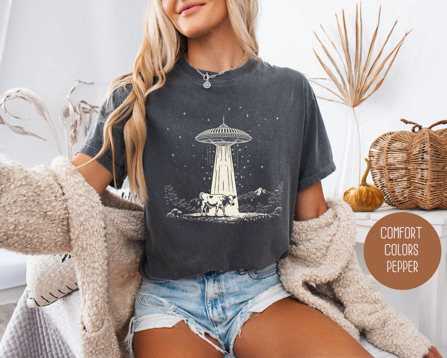UFO Cow Abduction Comfort Colors Shirt-6