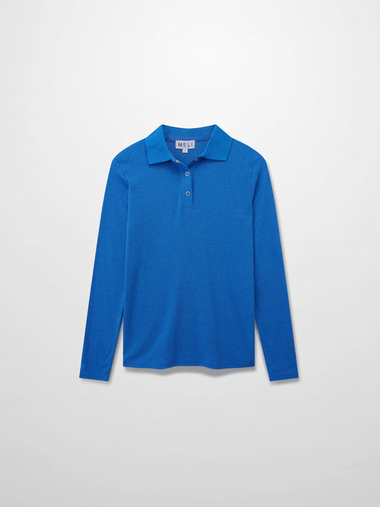 Ribbed Collar T-Shirt-Cobalt Blue-1