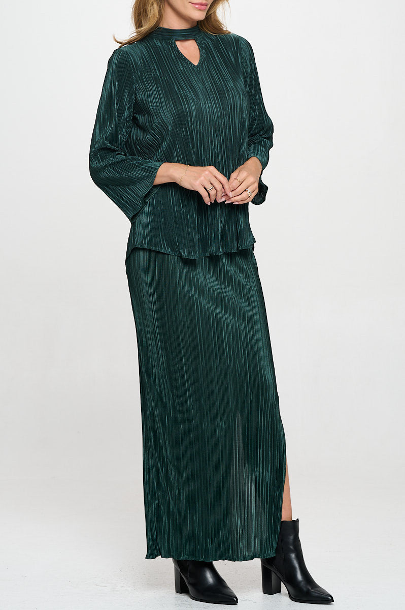 Plisse V neck Top with Open Back Detail and Tie-3